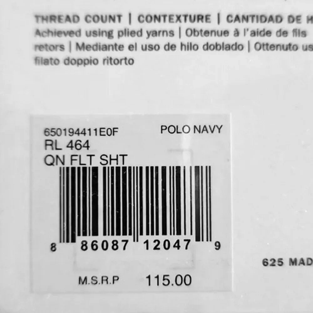 NEW $115 Ralph Lauren Cotton Percale Sheet!  Flat  Queen  Polo Navy Blue